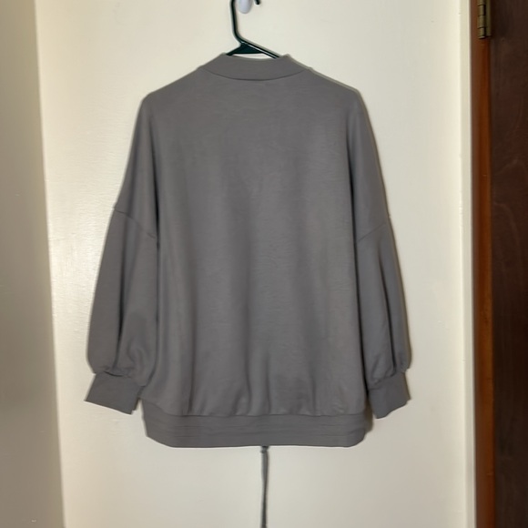 NWT Nap Loungewear Drawstring High Neck Sweatshirt Gray S - Picture 4 of 7